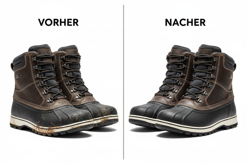 Vorher/Nachher - Winterstiefel-Reinigung
