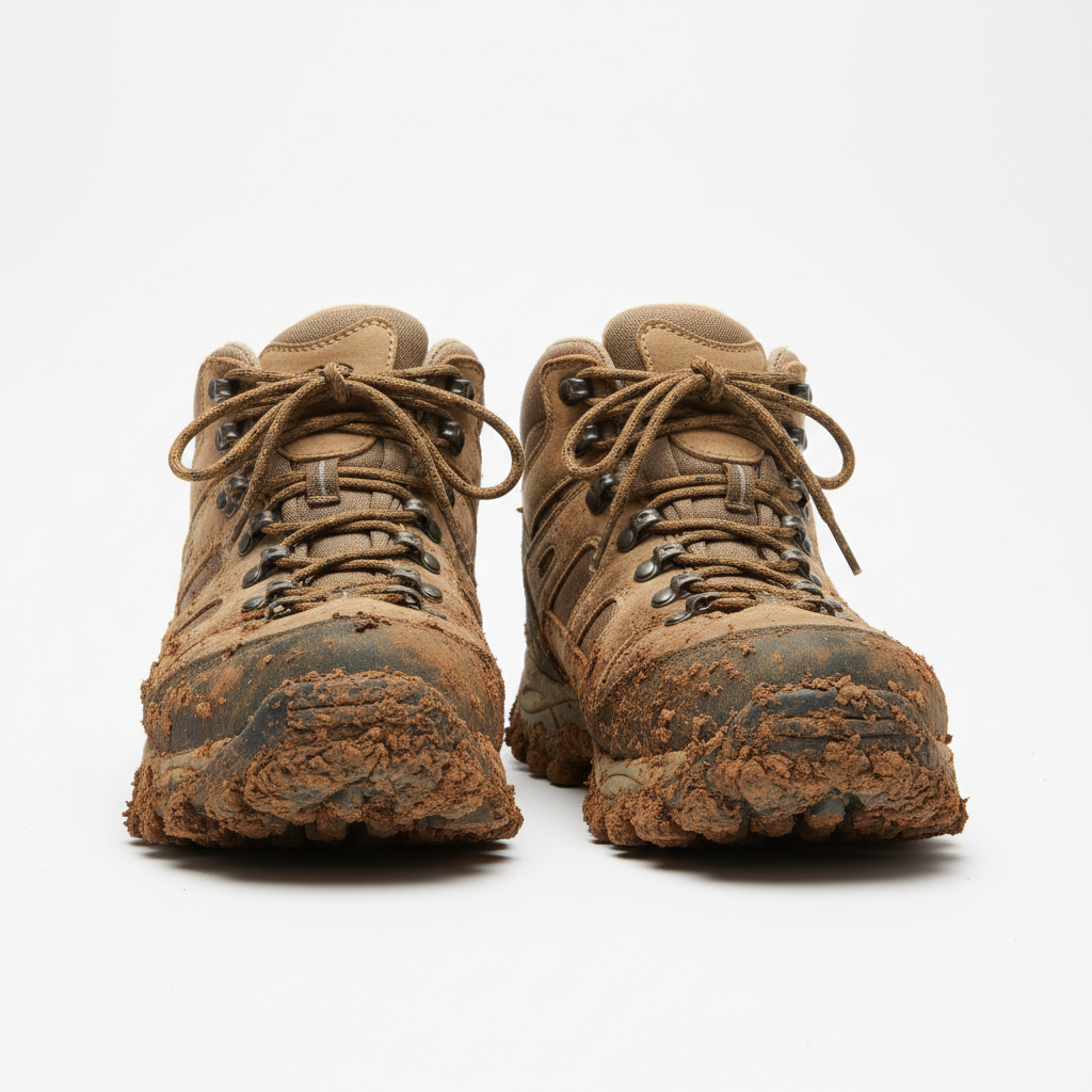 Verschmutzte Schuhe vor der Reinigung